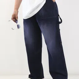 Urbano Plus Men Loose Relaxed Fit Mid-Rise Heavy Fade Jeans-image-31