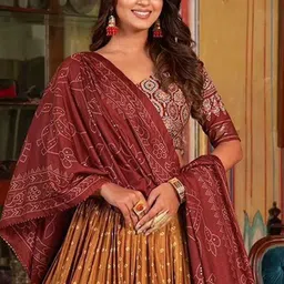 A TO Z CART Printed Ready to Wear Silk Lehenga & Unstitched Blouse With Dupatta image 4
