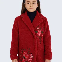 One Friday Girls Floral Cotton Longline Tailored Jacket with Embroidered-43
