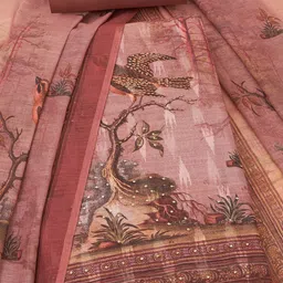 Soch Botanical Woven Design Sequinned Linen Unstitched Dress Material-image-5
