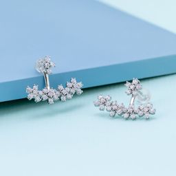 Kushal's Fashion Jewellery Rhodium-Plated Classic Zircon Studded Drop Earrings-image-53