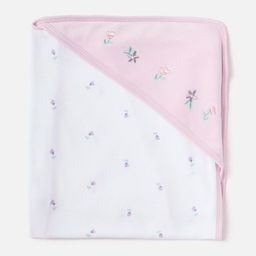 Juniors by Babyshop Infants White & Purple Floral Printed Cotton Swaddle Wrap-19