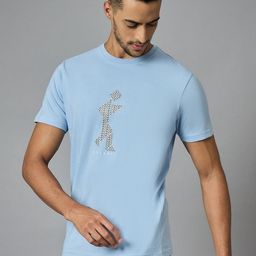 Men Super Combed Cotton Light Blue Regular Fit Round Neck T-Shirt-image-76