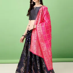 SWAMI STUDIO Ready to Wear Lehenga & Unstitched Blouse With Dupatta image 3