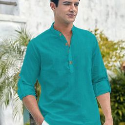 EdinWolf Men India Slim Fit Mandarin Collar Solid Cotton Casual Shirt-image-78