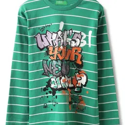 United Colors of Benetton Boys Striped Round Neck Pure Cotton T-shirt-image-67