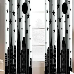 Aura White & Black 2 Pieces Abstract Printed Long Door Curtain-14