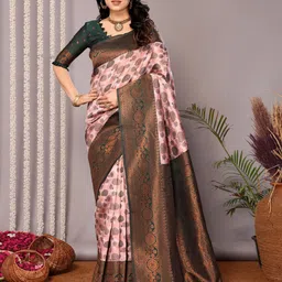 Shriyangan Floral Woven Design Zari Pure Silk Kanjeevaram Saree-image-78