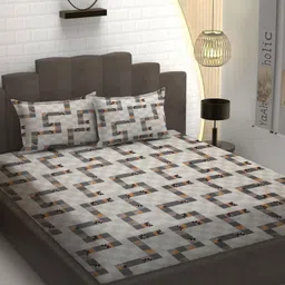 YaAkholic Multicoloured 210 TC Queen Bedsheet with 2 Pillow Covers-image-86