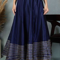 Clora Creation High Rise Gotta Patti Flared Maxi Skirt-13