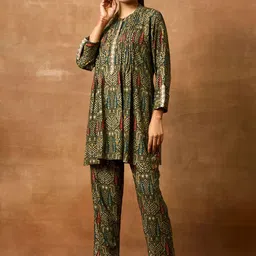 WOMEN PLUS Printed Tunic With Trouser Co-Ord Set-picture-8