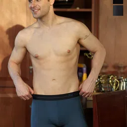 EAZY Pack Of 3 Luxury Fit Mid-Rise Breathable Trunks LF-M-Black-Navy-S-Blue-2XL-1