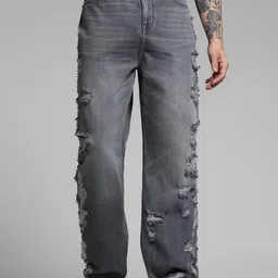 Jack & Jones Men Relaxed Fit Low-Rise Highly Distressed Light Fade Jeans-image-65