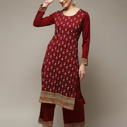 Rangriti Floral Printed Round Neck Straight Kurta-picture-27