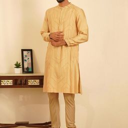 JAYPORE Band Collar Thread Work Straight Kurta-image-67