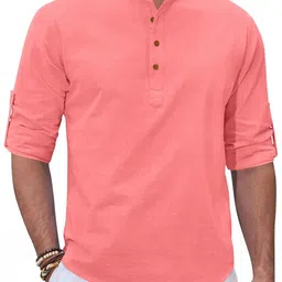 Fifth U Men Peach Kurta-image-73