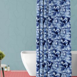ArtzFolio White & Blue Printed Waterproof Shower Curtain-image-60