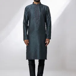 Samyukta Singhania Men Regular Thread Work Kurta with Churidar-picture-58