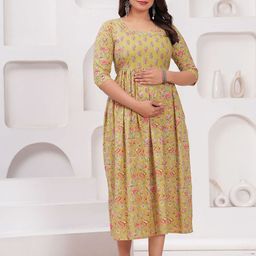 BAESD Floral Print Maternity A-Line Midi Dress-picture-36