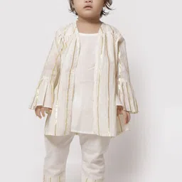 TJORI Girls Striped Pure Cotton A Line Kurti with Salwar-image-92