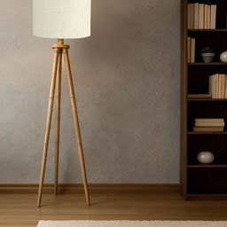 Devansh Brown & White Wooden Floor Lamp-picture-36