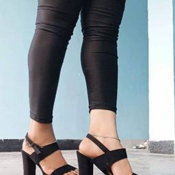 Baespice Women Solid Suede Party Block Sandals-picture-10