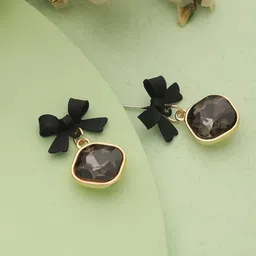 VAGHBHATT Gold-Plated Artificial Stones Studded Geometric Drop Earrings-94