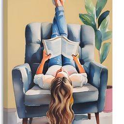 Sassyco Yellow And Blue Printed Canvas Wall Art-image-83