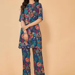 Gee Next Creation Digital Foil Printed Round Neck Tunic With Trousers Co-Ords-picture-36