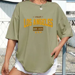 SZN Typography Printed Round Neck Short Sleeves Cotton Oversized T-shirt-image-44