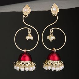 ATIBELLE Silver-Plated Cubic Zirconia Stone Studded Contemporary Drop Earrings-0