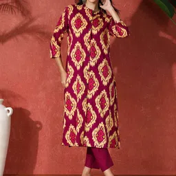 Sangria Floral Printed Pure Cotton Straight Kurta & Trousers With Dupatta-image-99