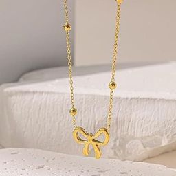 SUBHAGALANKAR Gold-Plated Stainless Steel Bow Chain-image-64