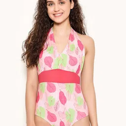 Clovia Printed Halter Neck Bodysuit-image-89