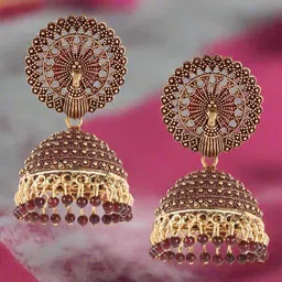 Jazz and Sizzle Leaf Shaped Jhumkas Earrings-12