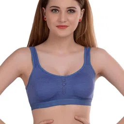 Samvar Blue Cotton Non-Wired Non Padded Minimizer Bra-picture-5