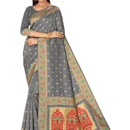 Maroosh Floral Zari Silk Banarasi Saree-image-61