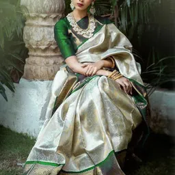 VILLE FASHION Woven Design Zari Art Silk Kanjeevaram Saree-picture-29
