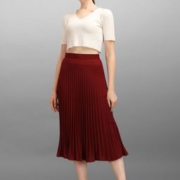 Moda Rapido Pleated Midi Skirt-image-80
