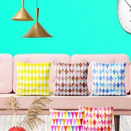 ArtzFolio Multicoloured Set of 5 Square Cushion Covers-74