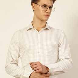 Thomas Scott Men Smart Spread Collar Gingham Checked Cotton Formal Shirt-picture-14
