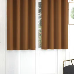 Yellow Weaves Brown 2 Pieces Black Out Window Curtains-image-62