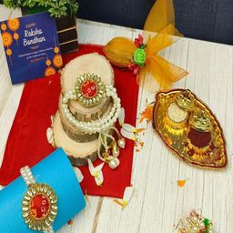 Craftlayout 6-Pcs Bhaiya Bhabhi Rakhi Ganesha Idol Greeting Card & Roli Chawal-image-33