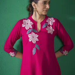 Anouk Women Embroidered Thread Work Liva Kurta-image-25