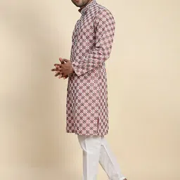 Pro-Ethic STYLE DEVELOPER Men Ethnic Motifs Embroidered Regular Thread Work Pure Cotton Kurta with Pyjamas image 4