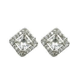 FEMMIBELLA Silver Plated American Diamond Studded Square Shaped Studs image 4
