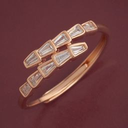 Kushal's Fashion Jewellery 92.5 Silver Rose Gold-Plated CZ Studded Temple Finger Ring-picture-38