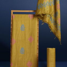 Taavi Floral Block Printed Pure Silk Unstitched Dress Material-image-59