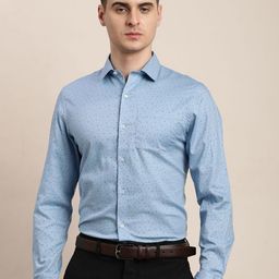 Turtle Men Classic Slim Fit Floral Opaque Printed  Semi Formal Shirt-image-78