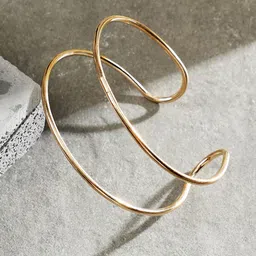DressBerry Gold-Plated The Minimal Lined Cuff Armlet Bracelet-1